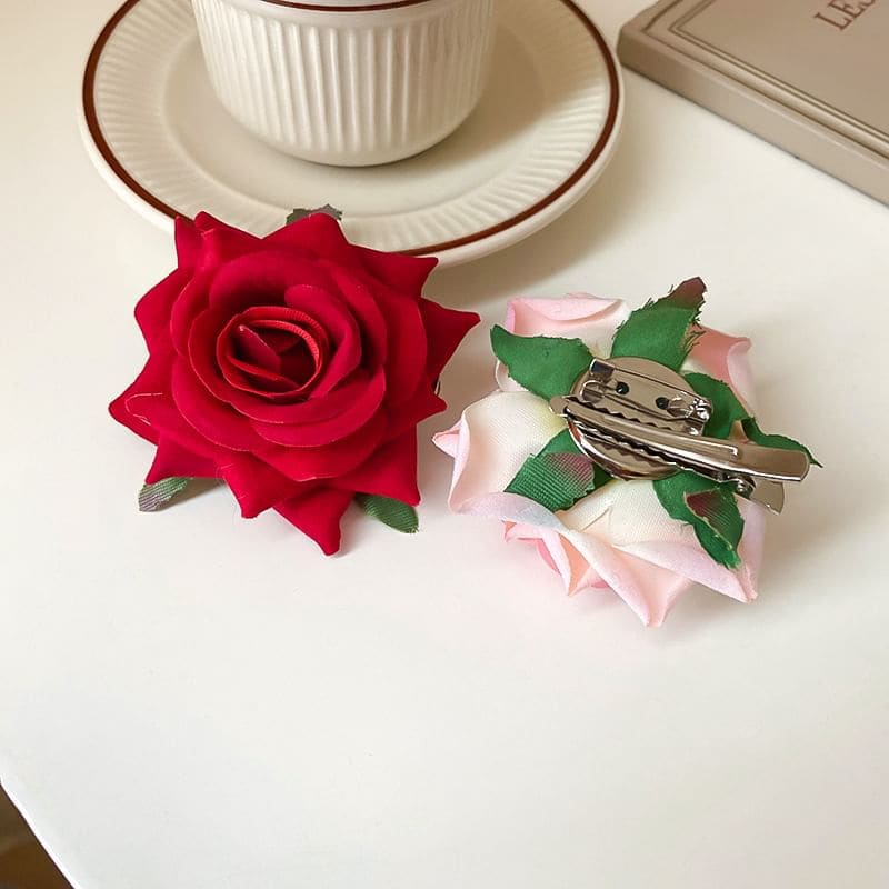 Rose Hair Clip - Hair Clip - Red / One Size