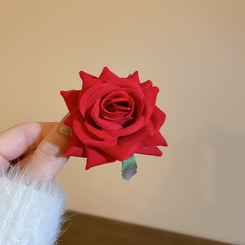 Rose Hair Clip - Hair Clip - Red / One Size