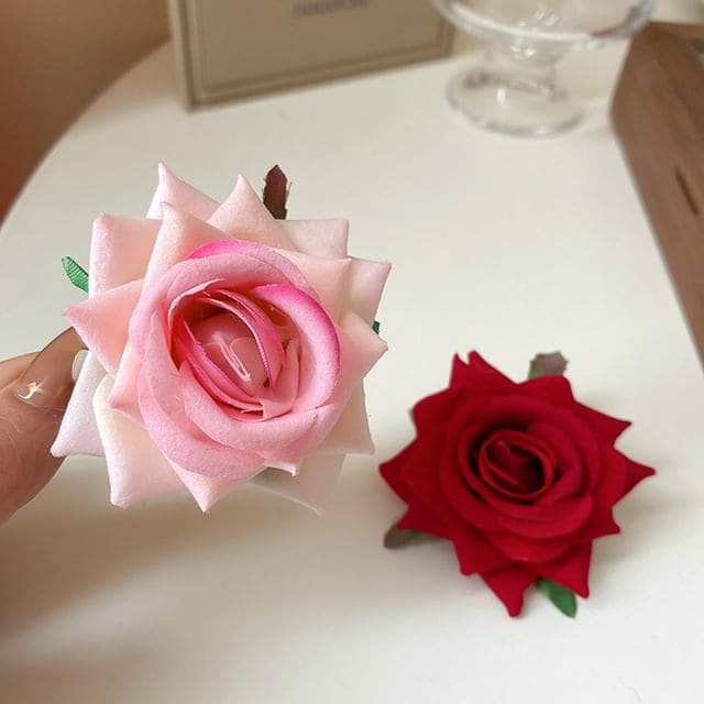 Rose Hair Clip - Hair Clip - Red / One Size