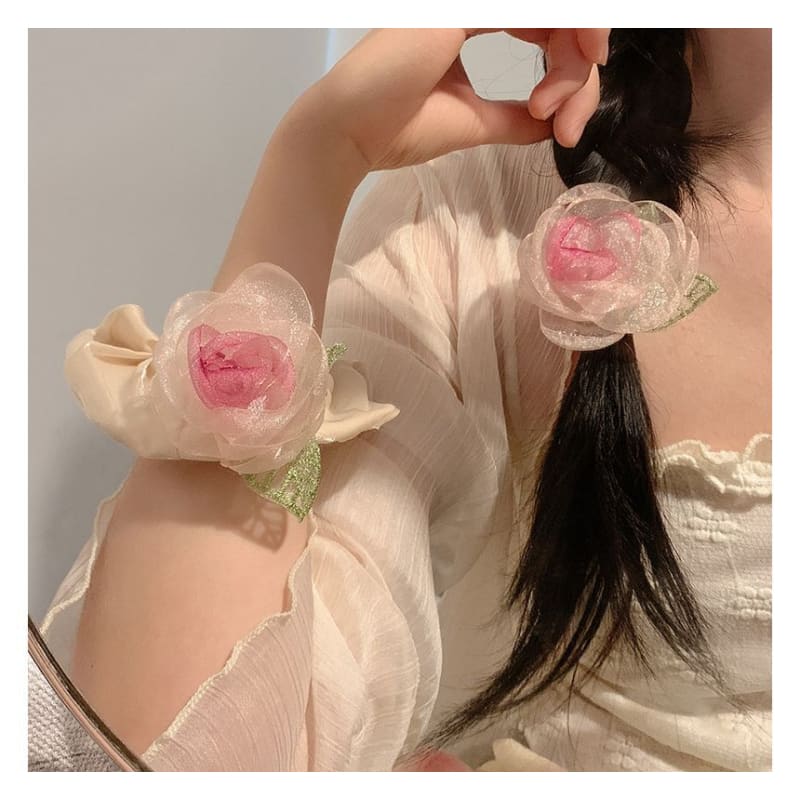 Rose Organza Scrunchie / Hair Clip / Hair Clamp