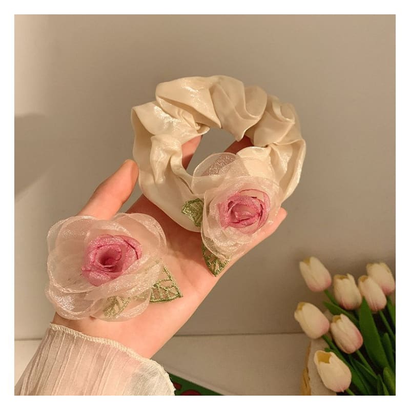 Rose Organza Scrunchie / Hair Clip / Hair Clamp