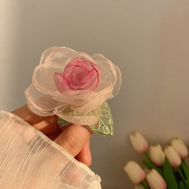 Rose Organza Scrunchie / Hair Clip / Hair Clamp - Hair Clip