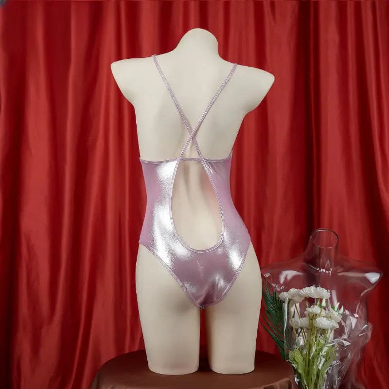 Kawaii Aesthetic Y2K Cute Fairy Rose Pink Shinny Bodysuit ON1234 MK Kawaii Store