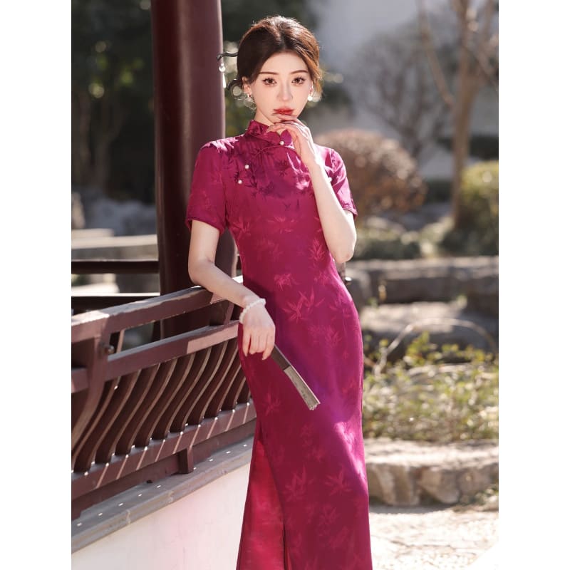 Rose Red Embodies Cheongsam - Female Hanfu