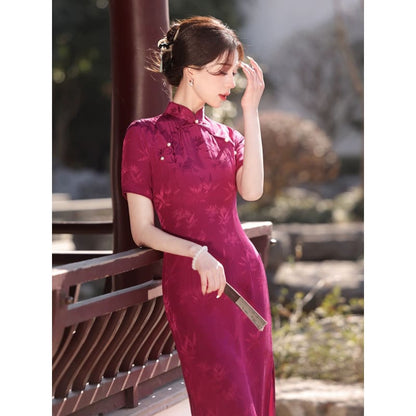 Rose Red Embodies Cheongsam - Female Hanfu