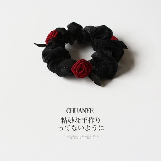 Rose Scrunchie - 01 - Black / One Size