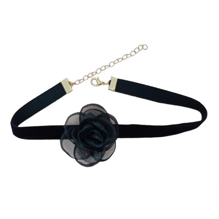 Rose Velvet Choker - Standart / Black - Necklace
