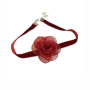 Rose Velvet Choker - Standart / Red - Necklace