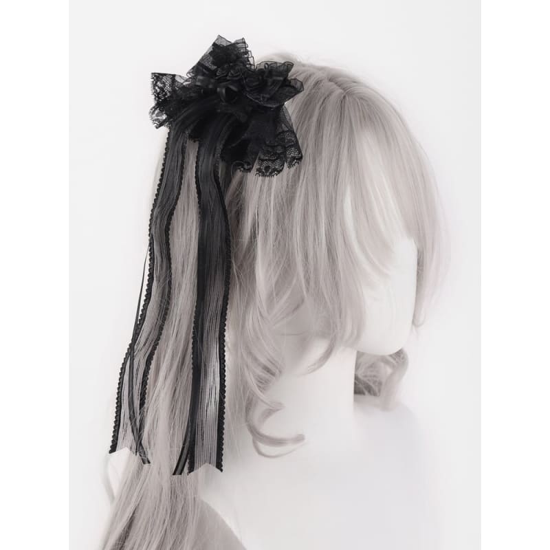 Rosette Design Black Bowknots Lace Hairclips