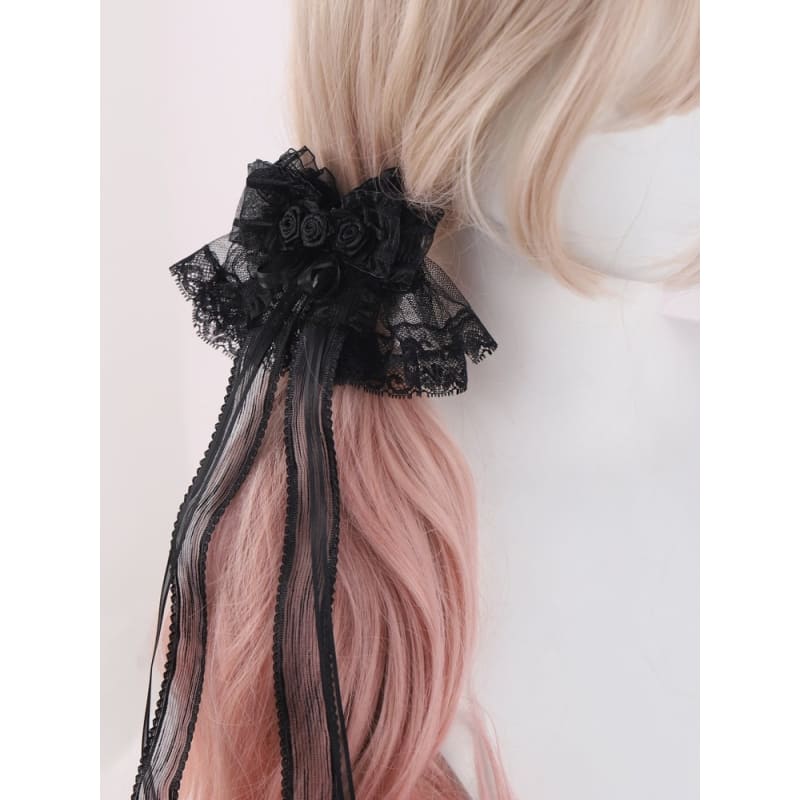 Rosette Design Black Bowknots Lace Hairclips