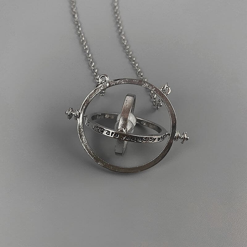 Rotating Planet Necklace - Silver - Necklaces