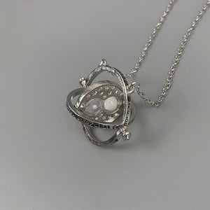 Rotating Planet Necklace - Silver - Necklaces