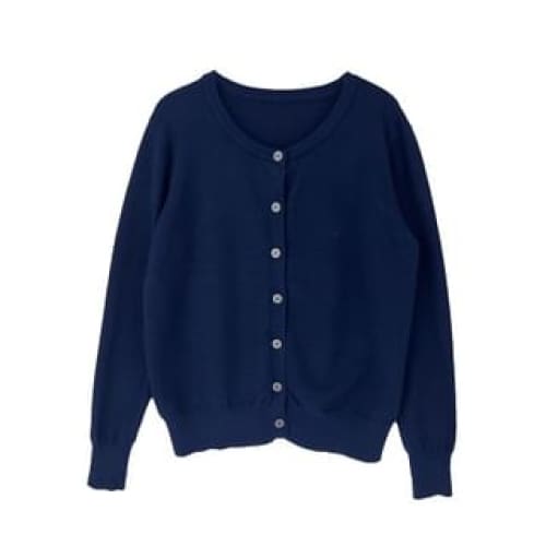 Round-Neck Light Cardigan - Blue / One Size