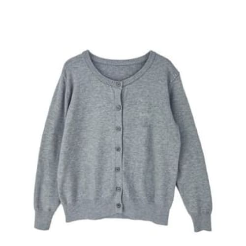 Round-Neck Light Cardigan - Gray / One Size