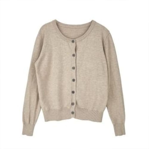 Round-Neck Light Cardigan - Oatmeal / One Size