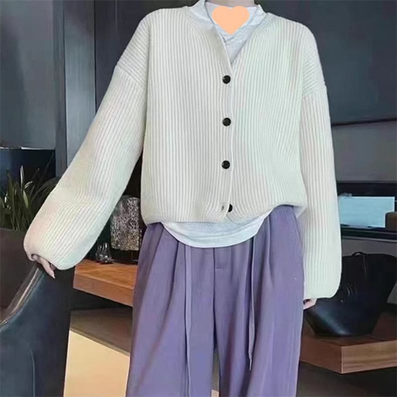 Round-Neck Loose Cardigan