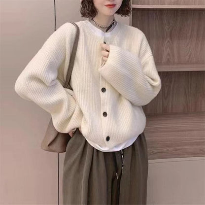 Round-Neck Loose Cardigan