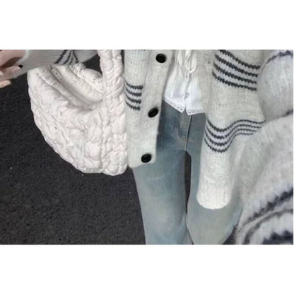 Round Neck Striped Cardigan