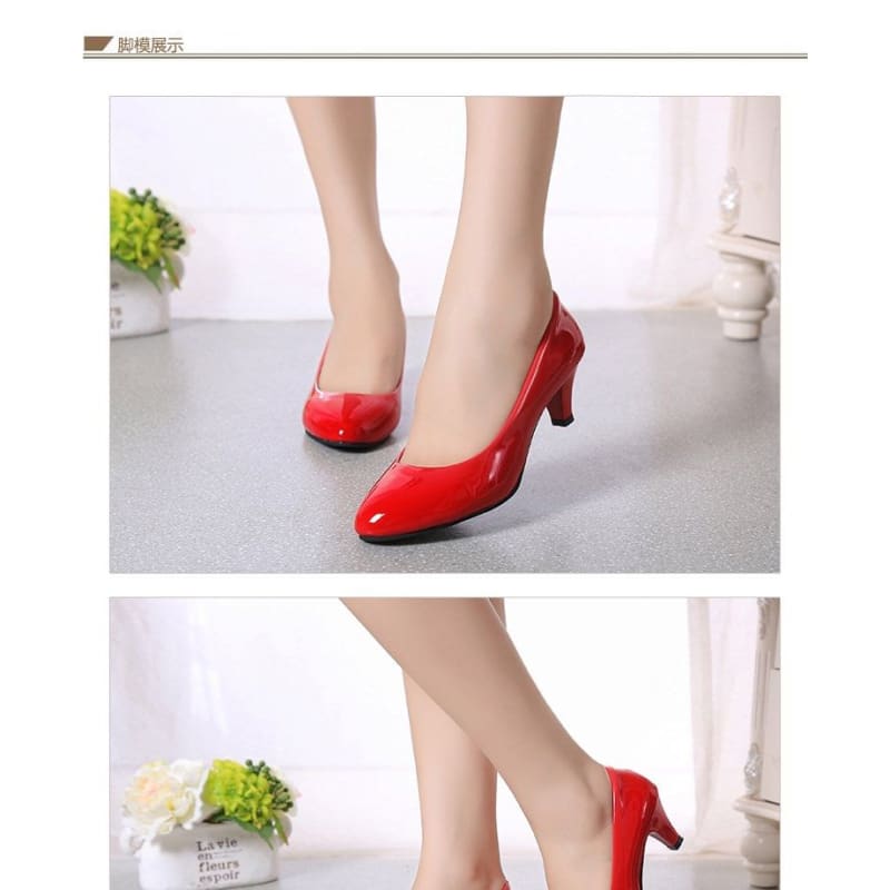 Round Toe Kitten Heel Pumps