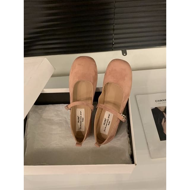 Round Toe Mary Jane Shoes - OKB392 - Plain - Pink / 35