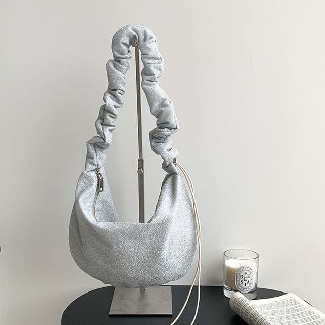 Ruched Hobo Bag - White / One SIze