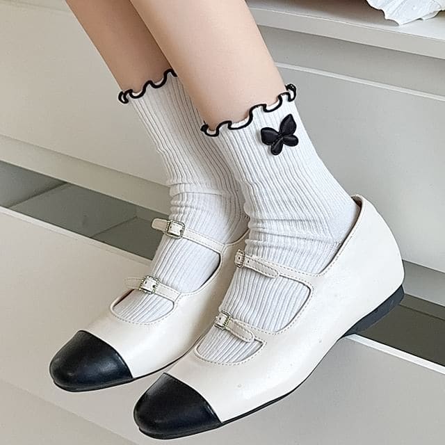 Ruffle Trim Bowknot Socks