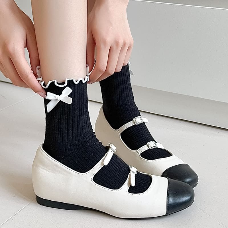 Ruffle Trim Bowknot Socks