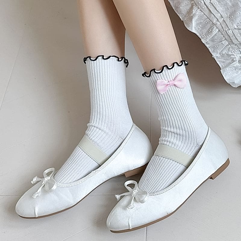 Ruffle Trim Bowknot Socks