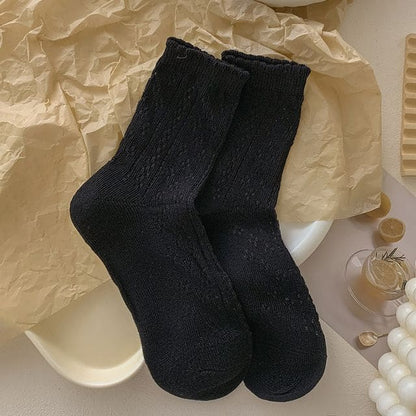 Ruffle Trim Socks Set - Set of 2 - Black / One Size