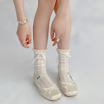 Ruffle Trimmed Knee High Socks Set