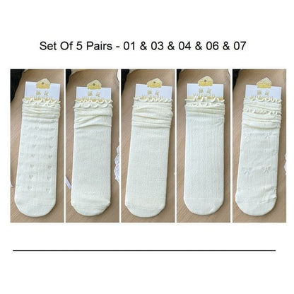 Ruffle Trimmed Socks Set - Set Of 5 Pairs - 01 & 03 & 04 &