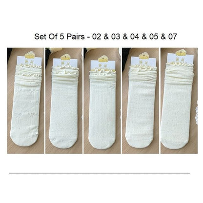 Ruffle Trimmed Socks Set - Set Of 5 Pairs - 02 & 03 & 04 &