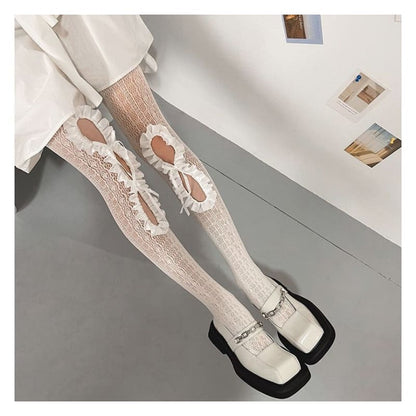 Ruffled Cutout Lace Stockings