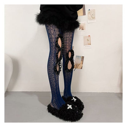 Ruffled Cutout Lace Stockings