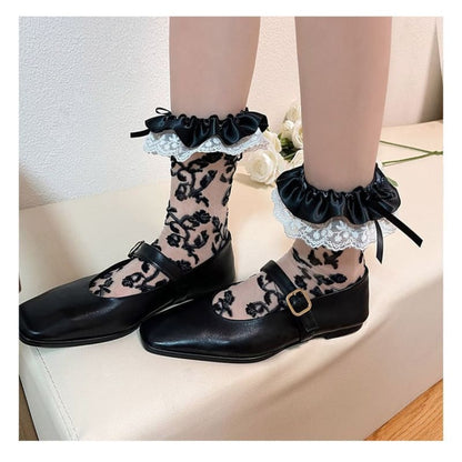 Ruffled Rose Pattern Lace Mesh Socks