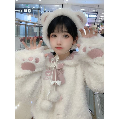 S/M Kawaii White Bear Furry Coat MM2281