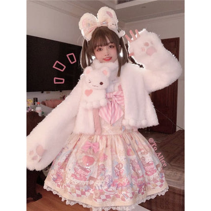 S/M Kawaii White Bear Furry Coat MM2281