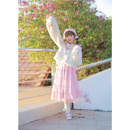 S/M Kawaii White Bear Furry Coat MM2281