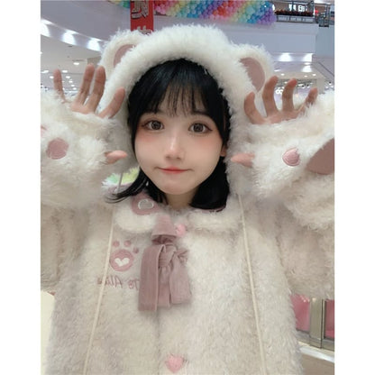 S/M Kawaii White Bear Furry Coat MM2281