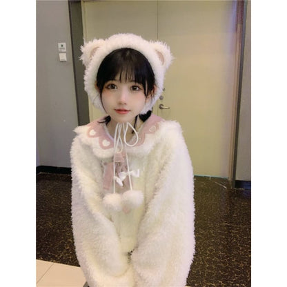 S/M Kawaii White Bear Furry Coat MM2281