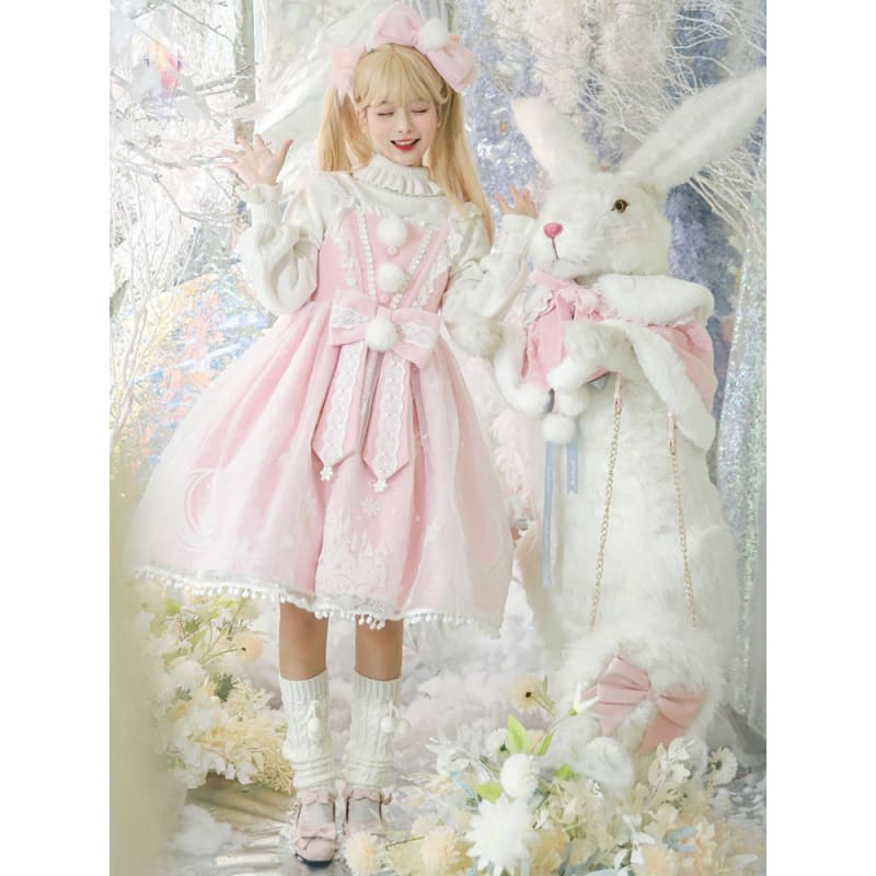 S/M Pink/Blue Kawaii Snow Fluffy Princess Dress and Cloak