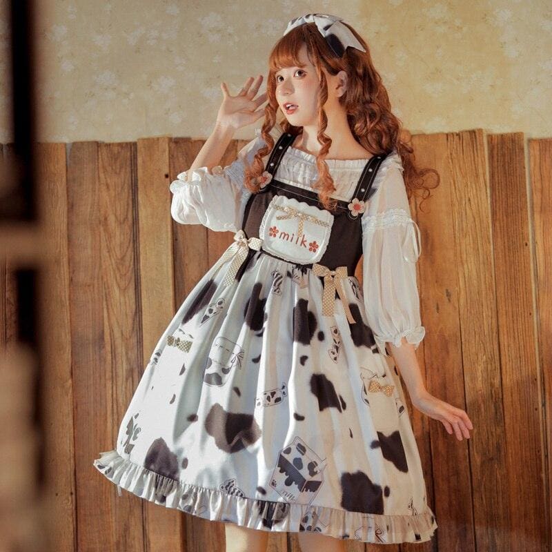 S-XL Super Cute Little Cows Printing Lolita Dress MM2259