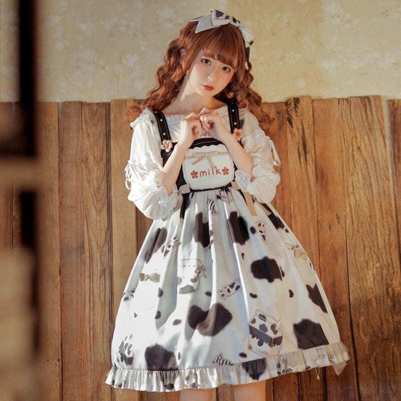 S-XL Super Cute Little Cows Printing Lolita Dress MM2259