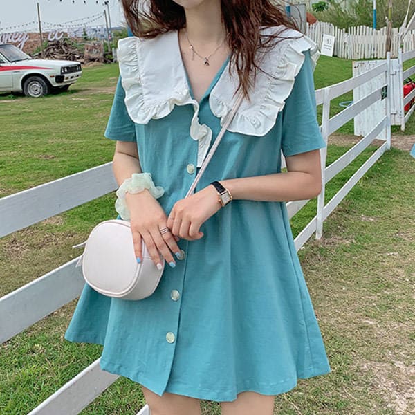 Sailor Collar Mini Dress - Dresses