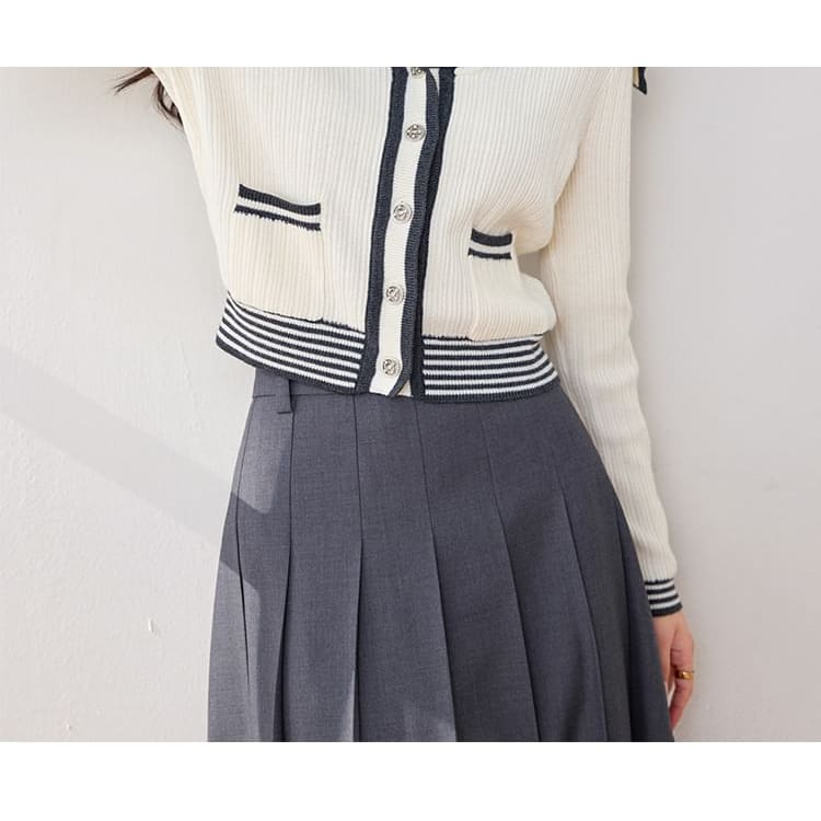 Sailor Collar Striped Cardigan