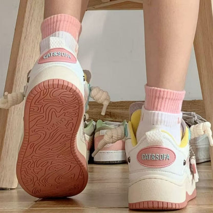 Sakura Pink Heart Casual Sneakers