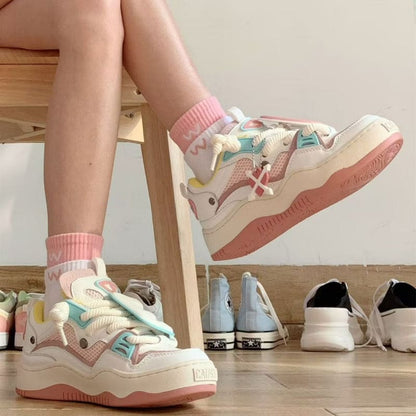 Sakura Pink Heart Casual Sneakers