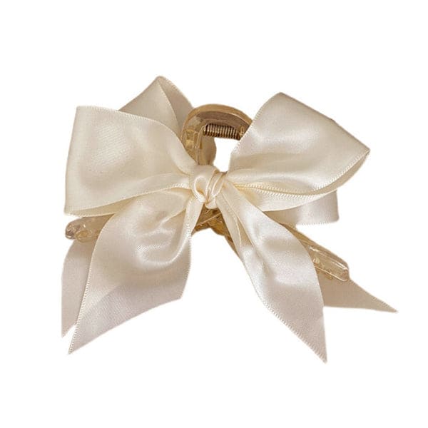 Satin Bow Hair Claw - Standart / Beige - Other