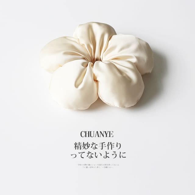 Satin Flower Scrunchie - 1#Off-White / One Size