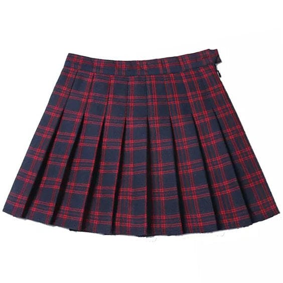 School Spirit Plaid Skirt - XS / Red/navy blue - Skirt